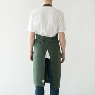 Forest Green Linen Chef Apron - Linen Tales B2B 3