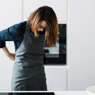 Forest Green Linen Chef Apron - Linen Tales B2B 4