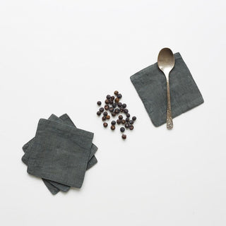 Forest Green Linen Coasters Set of 4 - Linen Tales B2B 
