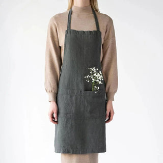 Forest Green Linen Daily Apron - Linen Tales B2B 