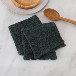Forest Green Linen Dishcloth Set of 2 - Linen Tales B2B 4