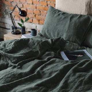 Forest Green Linen Duvet Cover - Linen Tales B2B 