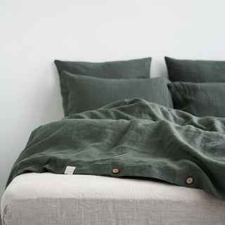 Forest Green Linen Duvet Cover Set - Linen Tales B2B 