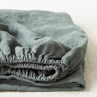 Forest Green Linen Fitted Sheet - Linen Tales B2B 