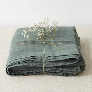 Forest Green Linen Flat Sheet - Linen Tales B2B 