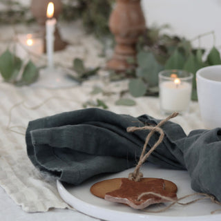 Forest Green Linen Napkins Set of 2 - Linen Tales B2B 3