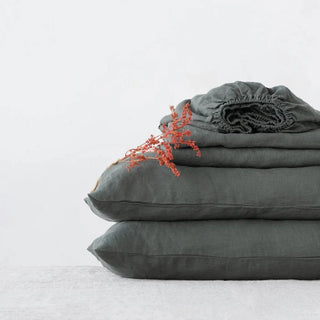 Forest Green Linen Sheet Set - Linen Tales B2B 