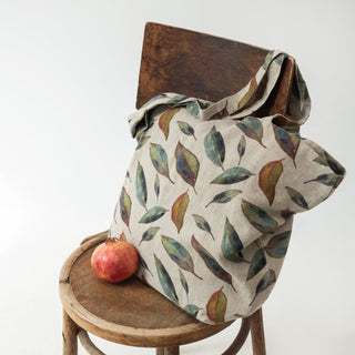 Golden Fall on Natural Linen Big Bag - Linen Tales 