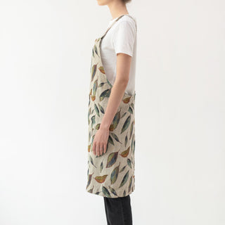 Golden Fall on Natural Linen Crossback Apron - Linen Tales B2B 