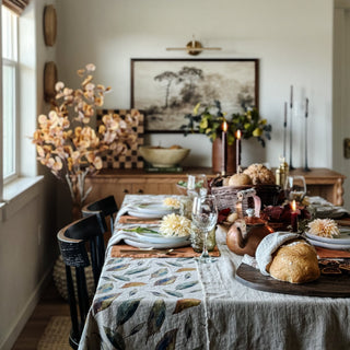 Golden Fall on Natural Linen Tablecloth - Linen Tales B2B 3
