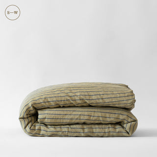Green Blue Stripe Linen Duvet Cover - Linen Tales B2B 2