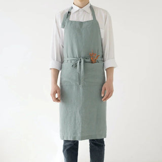 Green Milieu Linen Chef Apron - Linen Tales B2B 