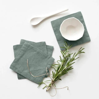 Green Milieu Linen Coasters Set of 4 - Linen Tales B2B 