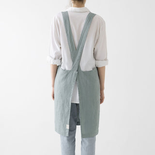 Green Milieu Linen Crossback Apron - Linen Tales B2B 3