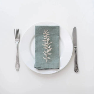 Green Milieu Linen Napkins Set of 2 - Linen Tales B2B 