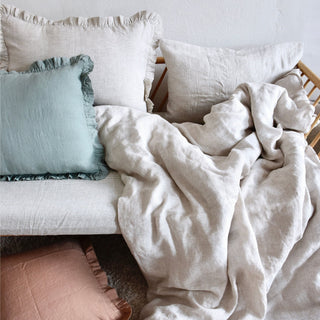 Green Milieu Linen Pillowcase with Frills - Linen Tales B2B 