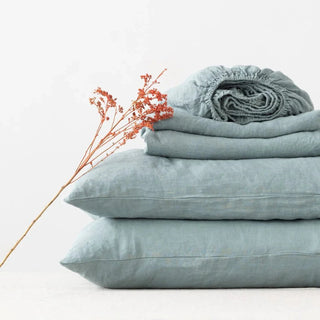 Green Milieu Linen Sheet Set - Linen Tales B2B 