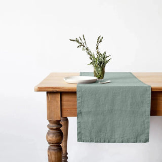 Green Milieu Linen Table Runner - Linen Tales B2B 