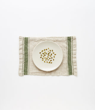 Green Stripe Vintage Linen Placemat - Linen Tales B2B 