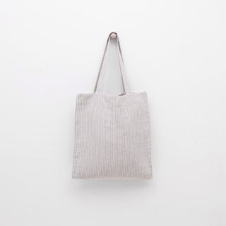 Grey Blue Pinstripe Linen Tote Bag - Linen Tales B2B 