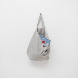 Grey Blue Pinstripe Rustic Linen Big Bag - Linen Tales B2B 