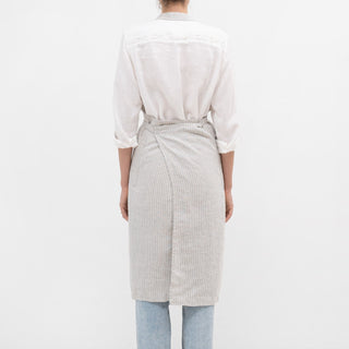 Grey Blue Pinstripe Rustic Linen Chef Apron - Linen Tales B2B 