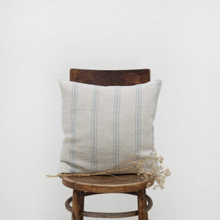 Grey Blue Wide Stripe Linen Cushion Cover - Linen Tales B2B 