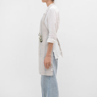 Grey Blue Wide Stripe Linen Daily Apron - Linen Tales B2B 2