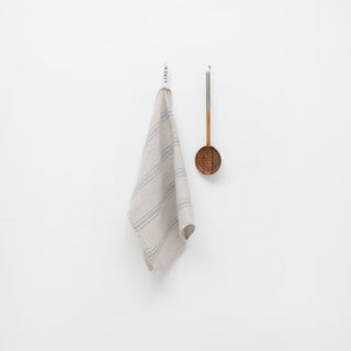 Grey Blue Wide Stripe Linen Kitchen Towel - Linen Tales B2B 