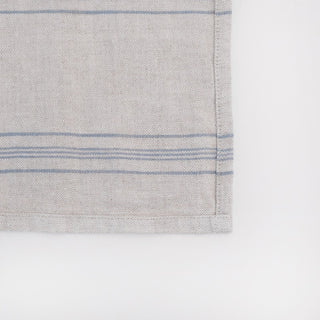 Grey Blue Wide Stripe Rustic Linen Napkins Set of 2 - Linen Tales B2B 