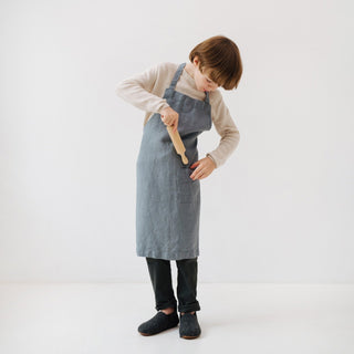 Kids Blue Fog Linen Daily Apron - Linen Tales B2B 3