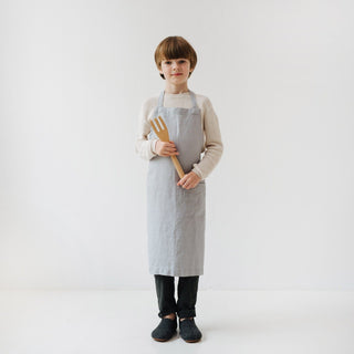 Kids Light Grey Linen Daily Apron - Linen Tales B2B 