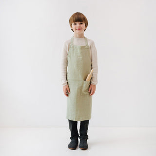 Kids Sage Linen Daily Apron - Linen Tales B2B 