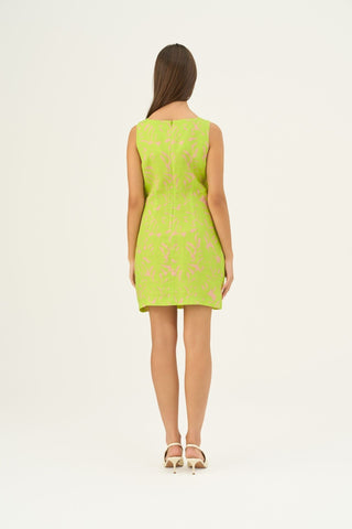Kiwi Monstera Linen Alba Dress - Linen Tales B2B 3