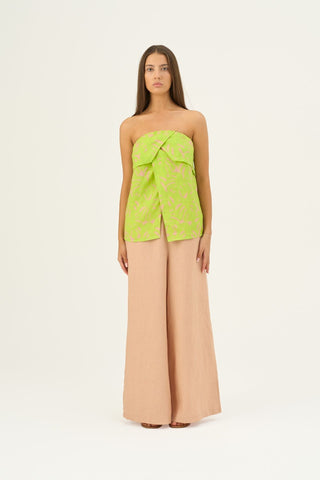 Kiwi Monstera Linen Candela Top - Linen Tales B2B 