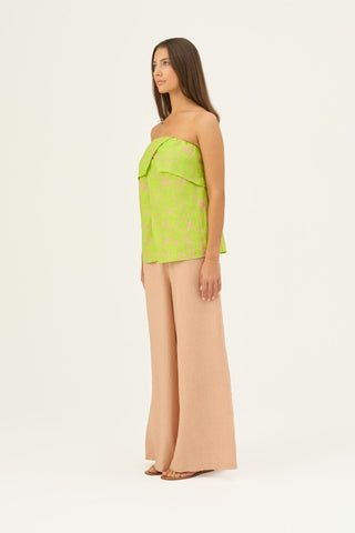 Kiwi Monstera Linen Candela Top - Linen Tales B2B 3