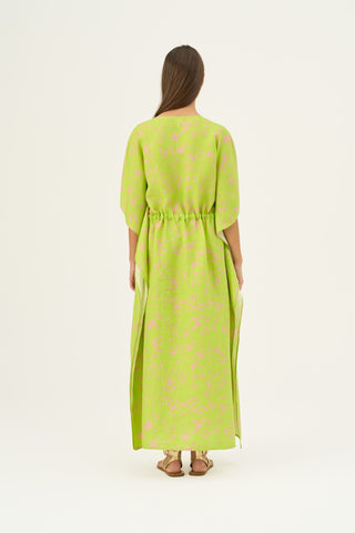 Kiwi Monstera Linen Sol Dress - Linen Tales B2B 3