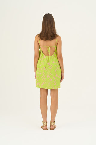 Kiwi Monstera Linen Stella Dress - Linen Tales B2B 4