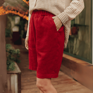 Lava Falls Linen Cumin Shorts - Linen Tales B2B 