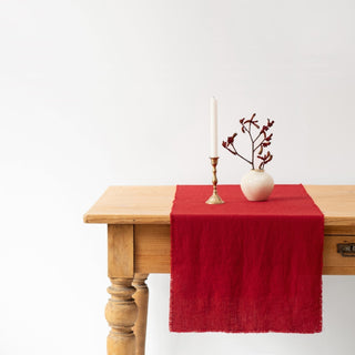 Lava Falls Linen Table Runner with Fringes - Linen Tales B2B 