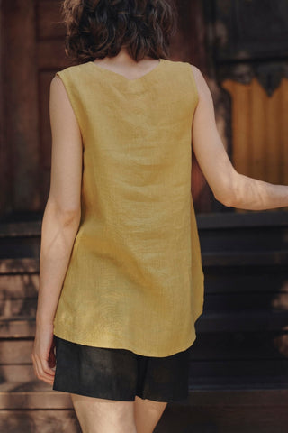 Lemon Curry Linen Daffodil Top - Linen Tales B2B 