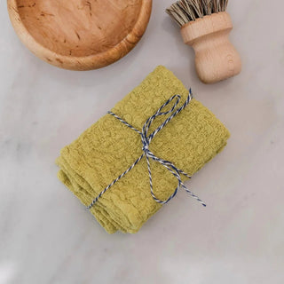 Lemon Curry Linen Dishcloth Set of 2 - Linen Tales B2B 