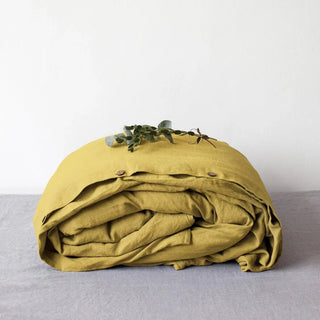 Lemon Curry Linen Duvet Cover - Linen Tales B2B 
