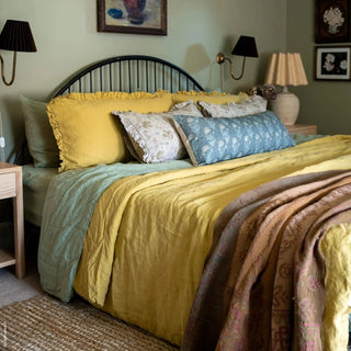 Lemon Curry Linen Duvet Cover - Linen Tales B2B 4