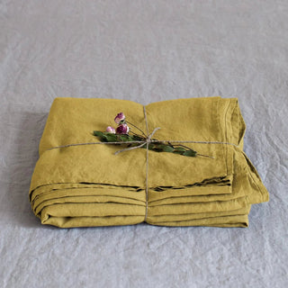 Lemon Curry Linen Flat Sheet - Linen Tales B2B 