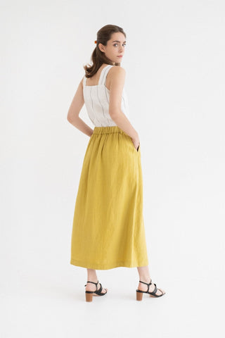 Lemon Curry Linen Gardenia Skirt - Linen Tales B2B 