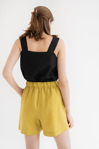 Lemon Curry Linen Hip - Hop Shorts - Linen Tales 6