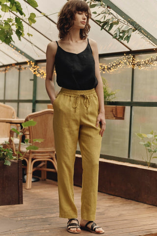 Lemon Curry Linen Octave Pants - Linen Tales 4