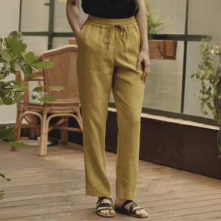 Lemon Curry Linen Octave Pants - Linen Tales 