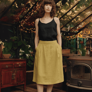Lemon Curry Linen Tulip Skirt - Linen Tales B2B 